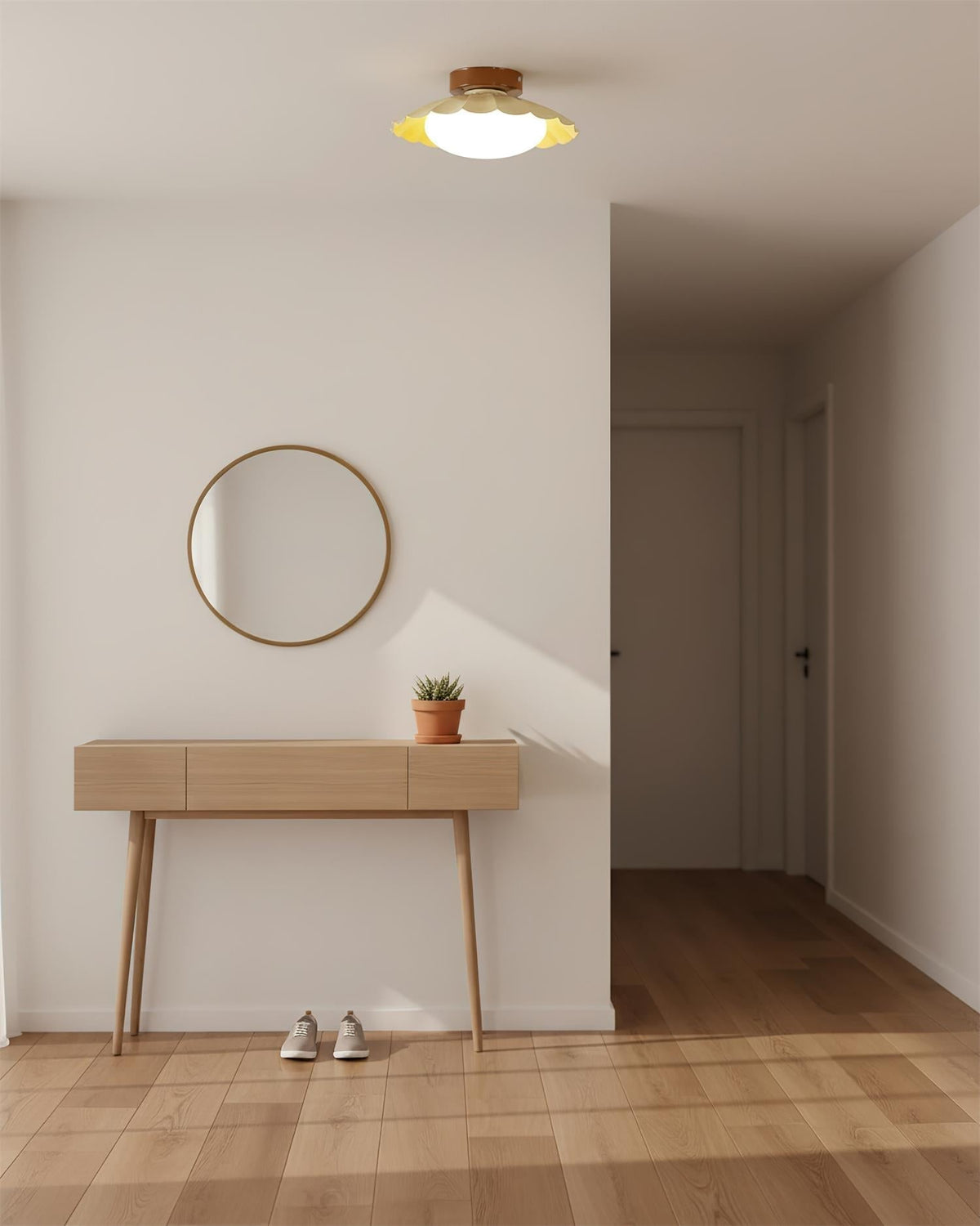 Soft White LED Ceiling Lamp Brown Finish