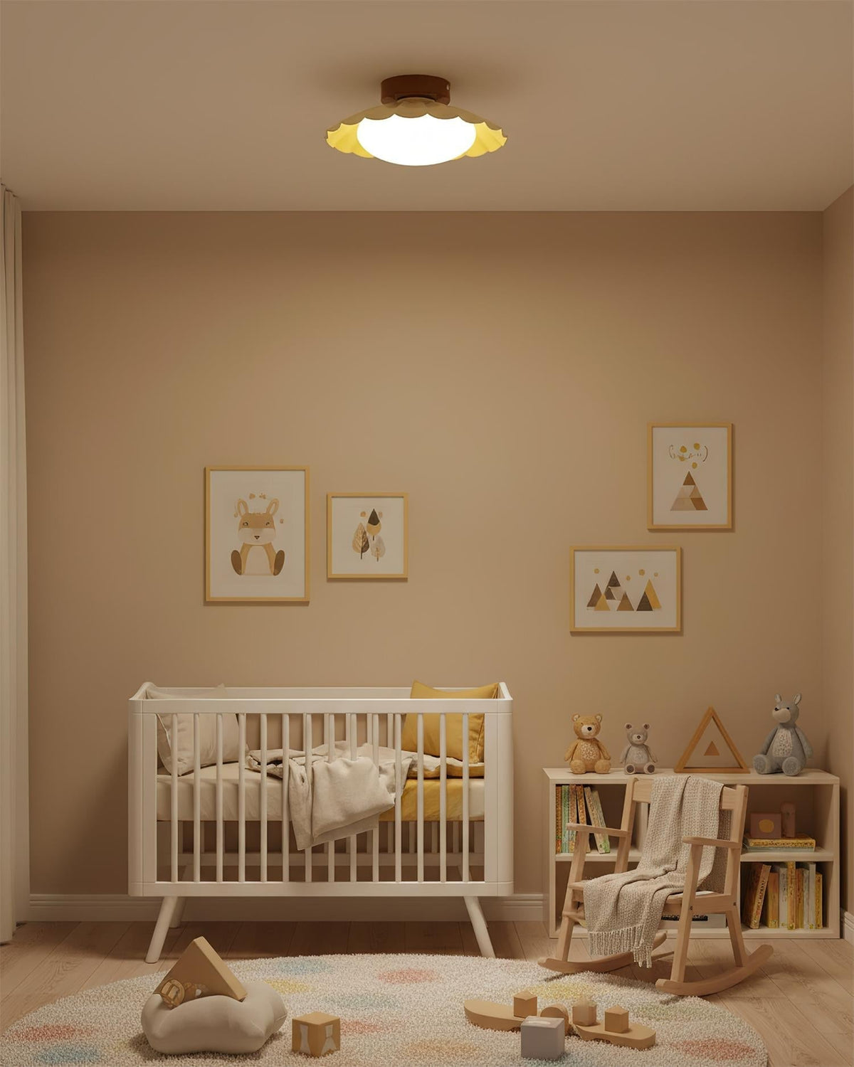 Soft White LED Ceiling Lamp Brown Finish