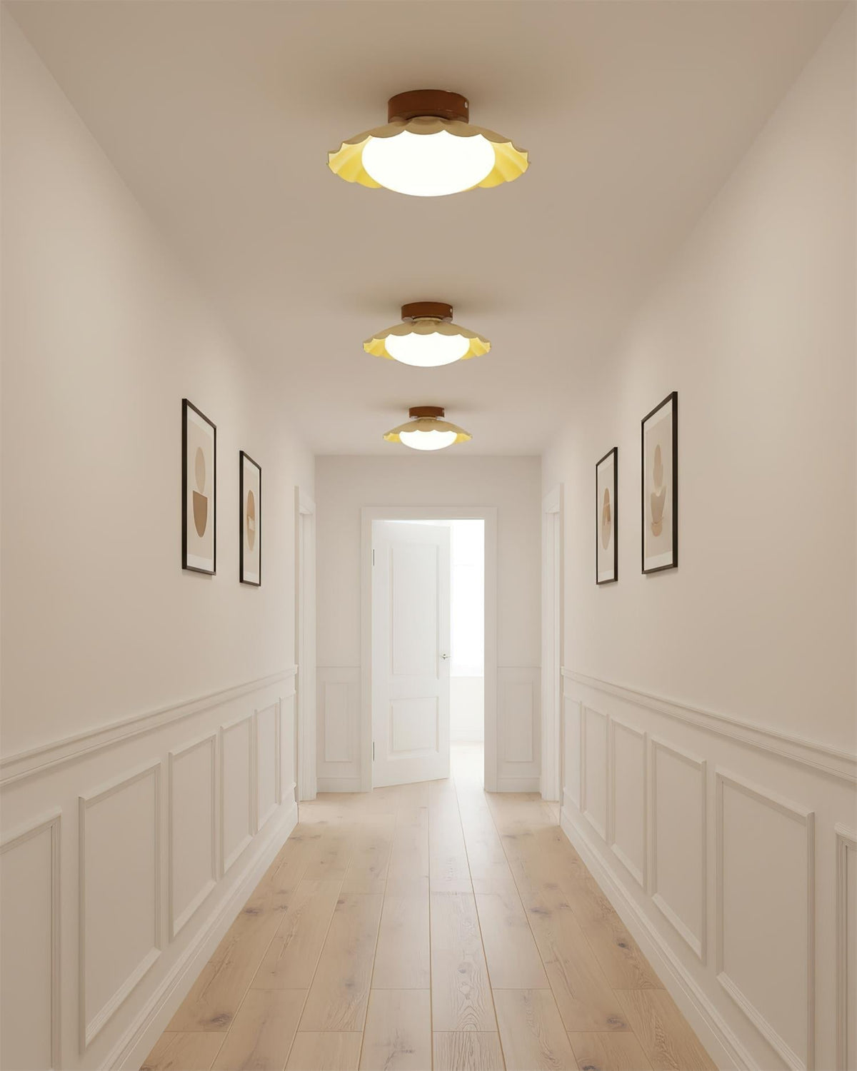 Soft White LED Ceiling Lamp Brown Finish