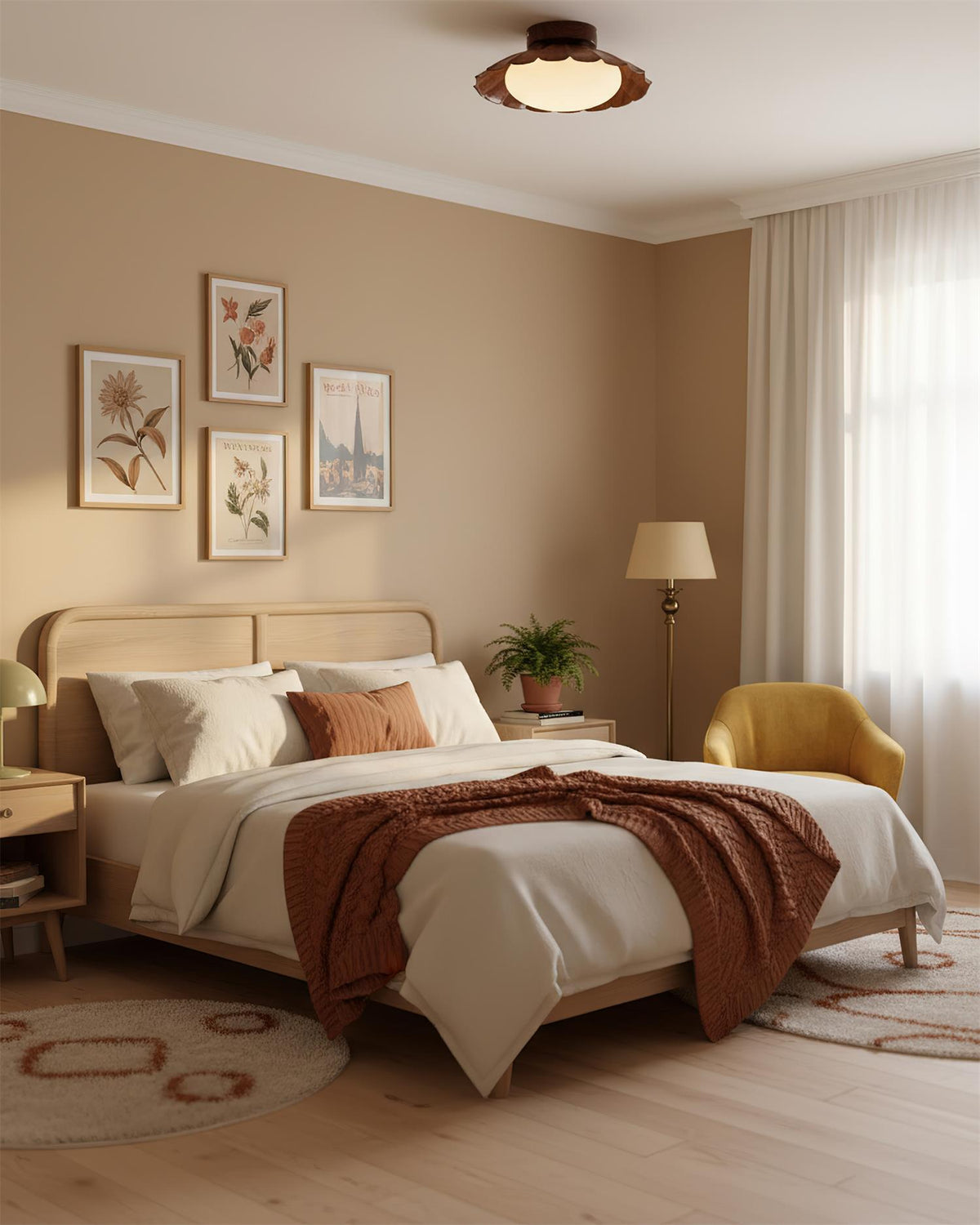 Soft White LED Ceiling Lamp Brown Finish