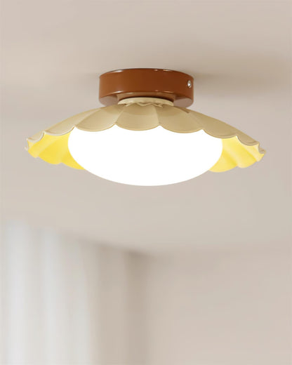 Soft White LED Ceiling Lamp Brown Finish