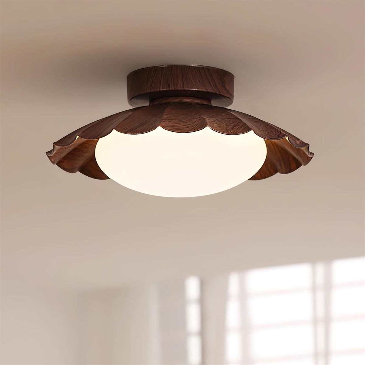 Soft White LED Ceiling Lamp Brown Finish