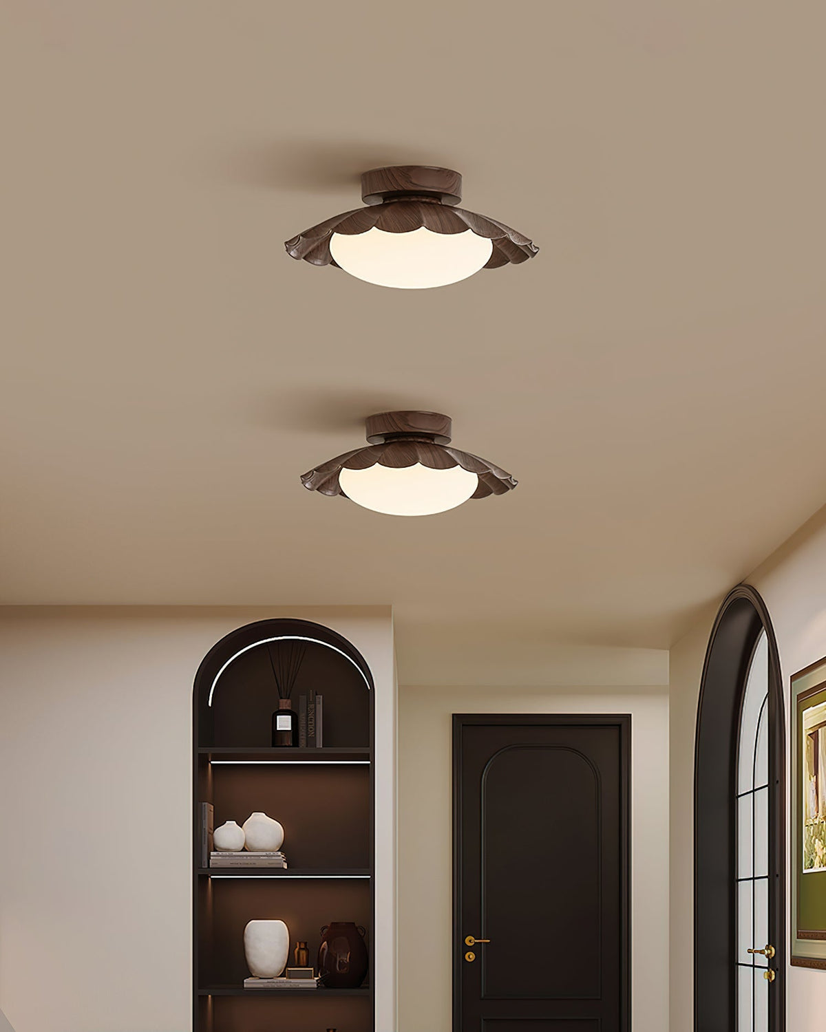 Soft White LED Ceiling Lamp Brown Finish