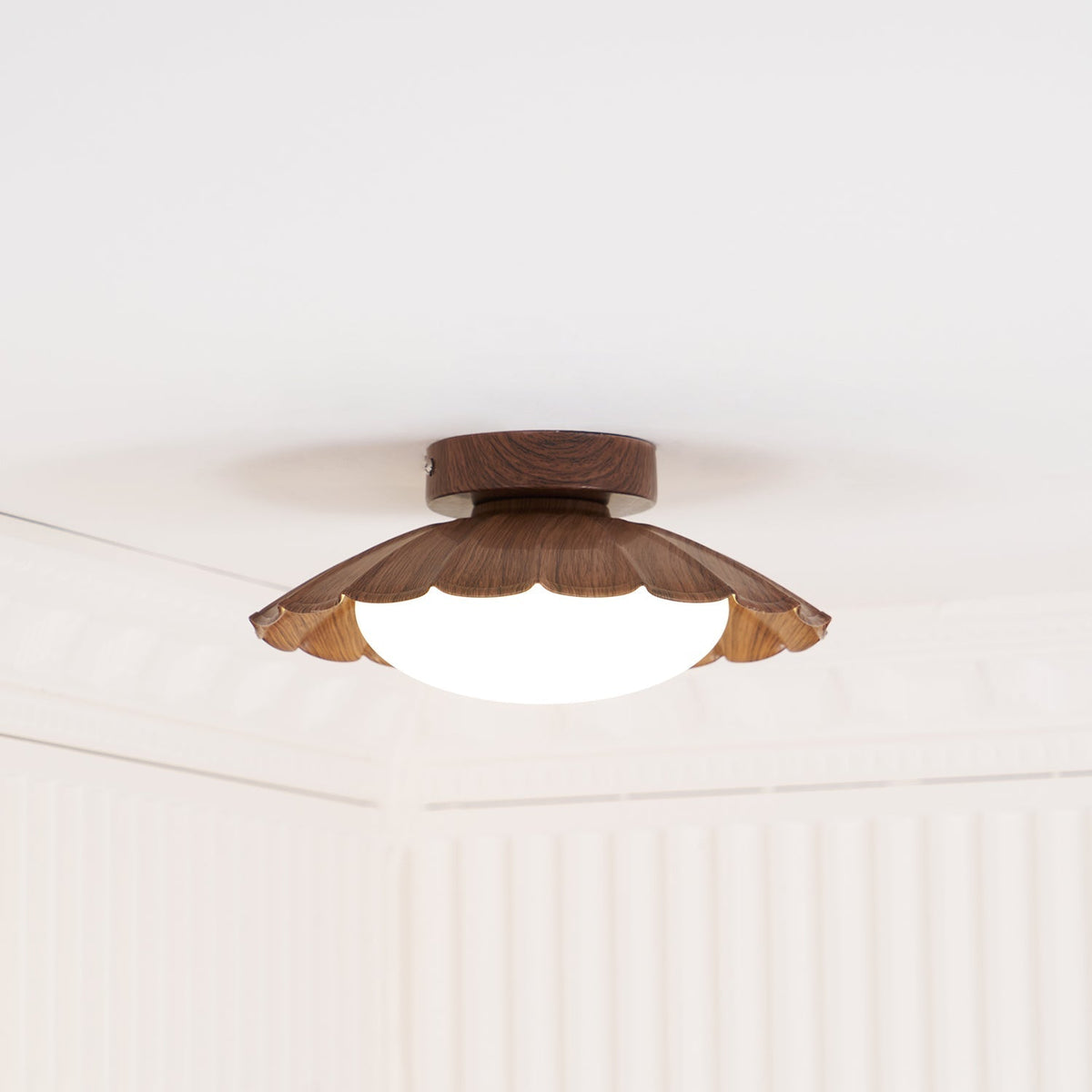 Soft White LED Ceiling Lamp Brown Finish