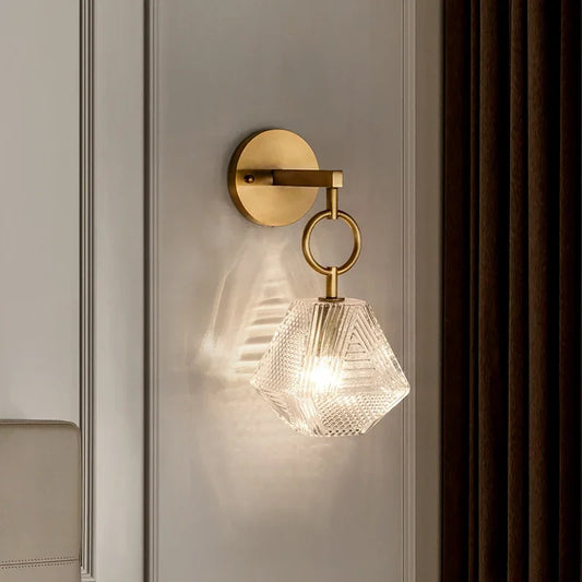 Classic Brass Glass Wall Light Fixture - Cofik
