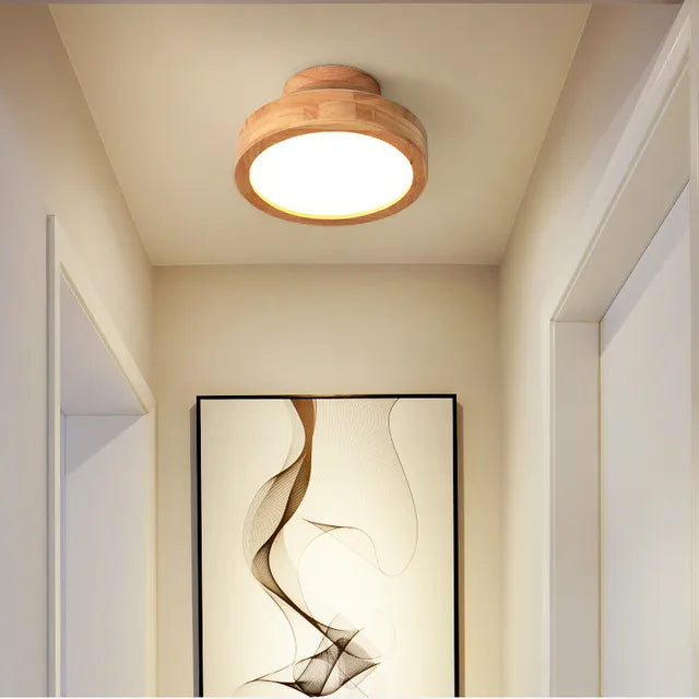 Natural Round Wood Pendant Light - Cofik