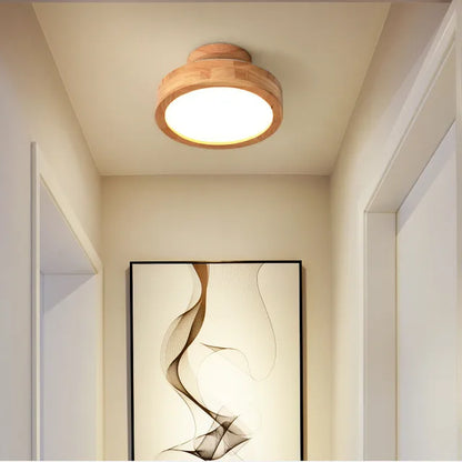 Natural Round Wood Pendant Light - Cofik