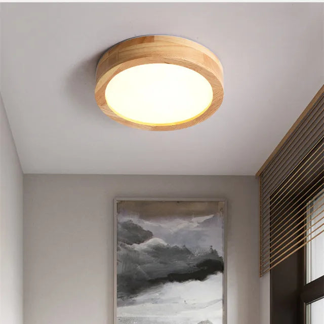 Natural Round Wood Pendant Light
