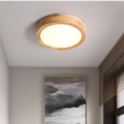 Natural Round Wood Pendant Light