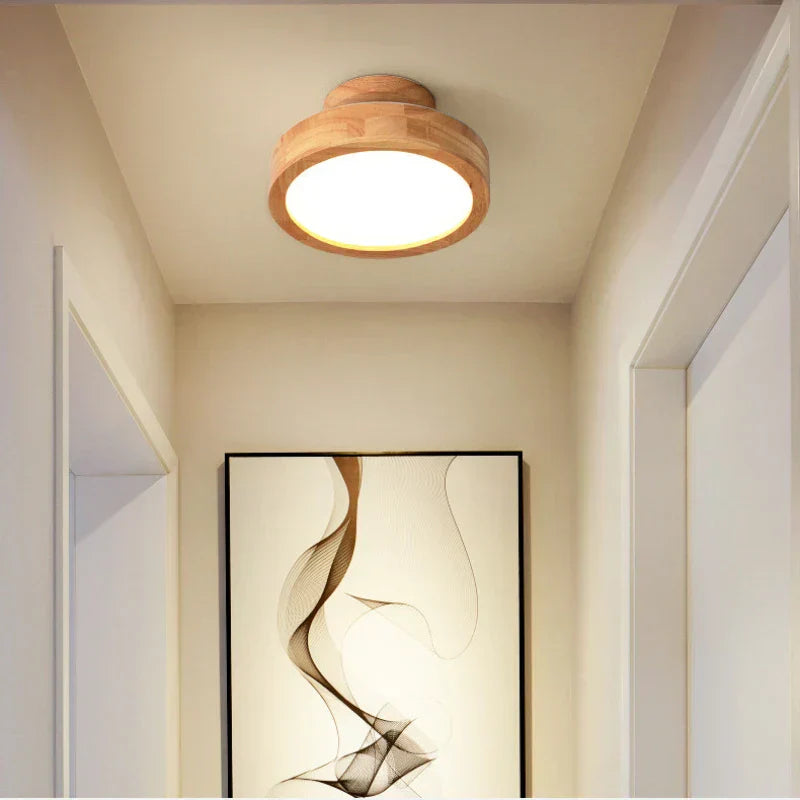 Natural Round Wood Pendant Light