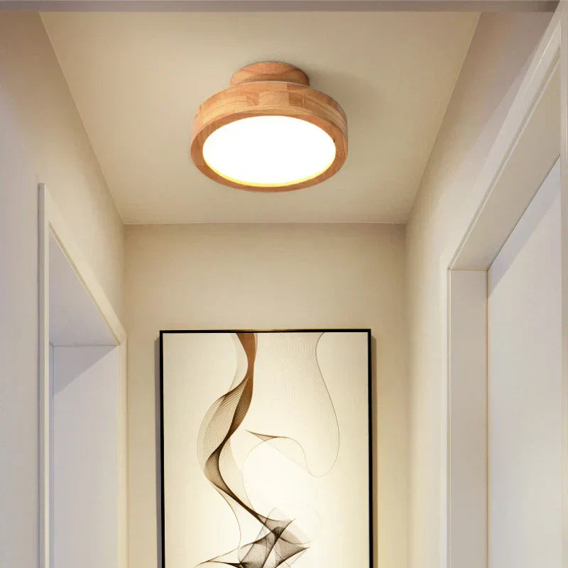 Natural Round Wood Pendant Light