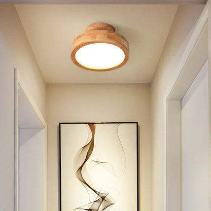 Natural Round Wood Pendant Light