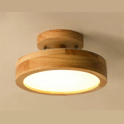 Natural Round Wood Pendant Light