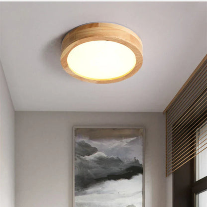 Natural Round Wood Pendant Light