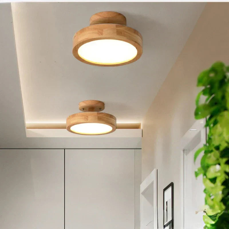 Natural Round Wood Pendant Light