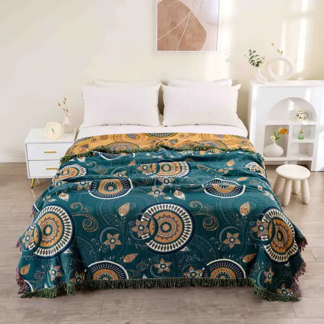 Moroccan Style Shag Rug with Colorful Tassels