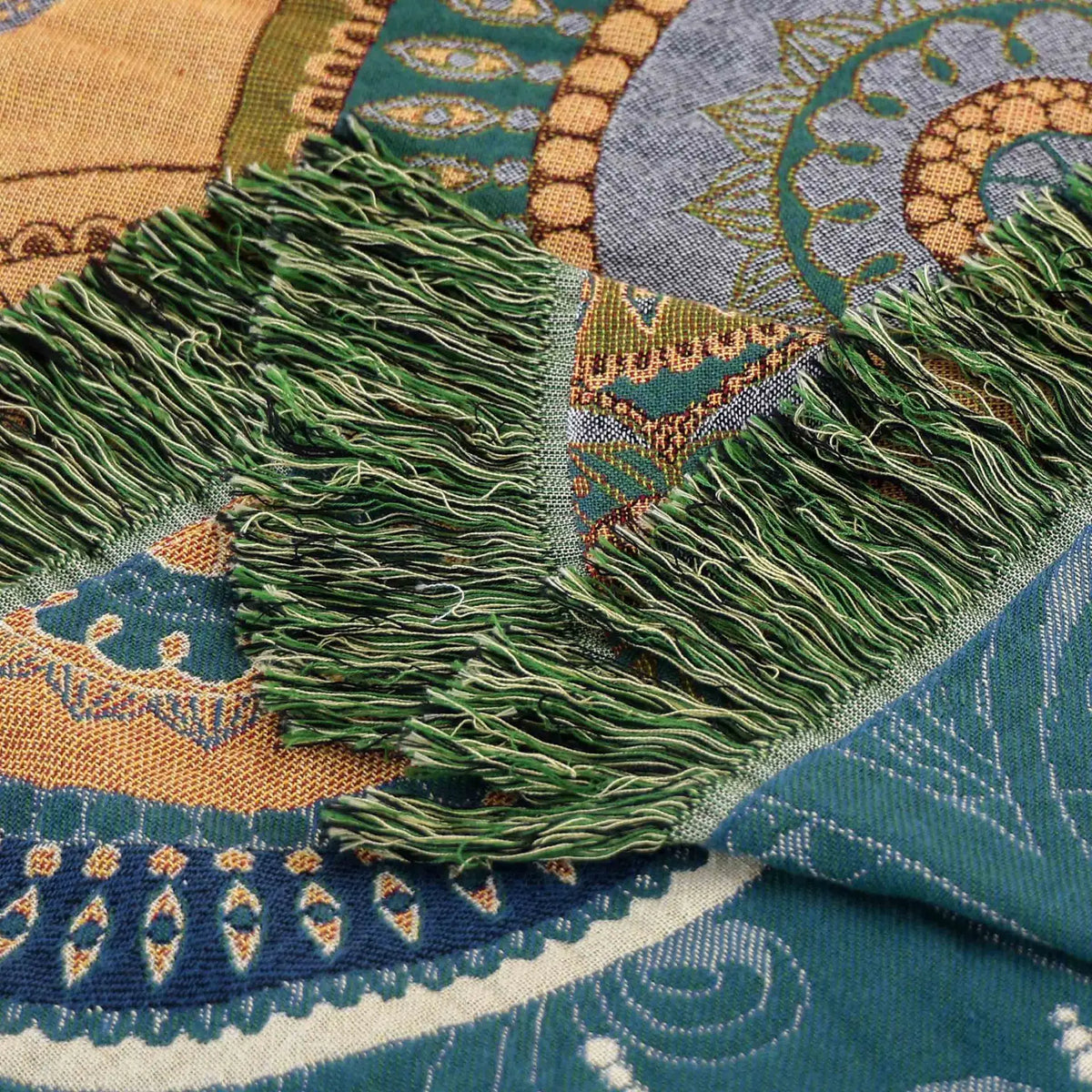 Moroccan Style Shag Rug with Colorful Tassels