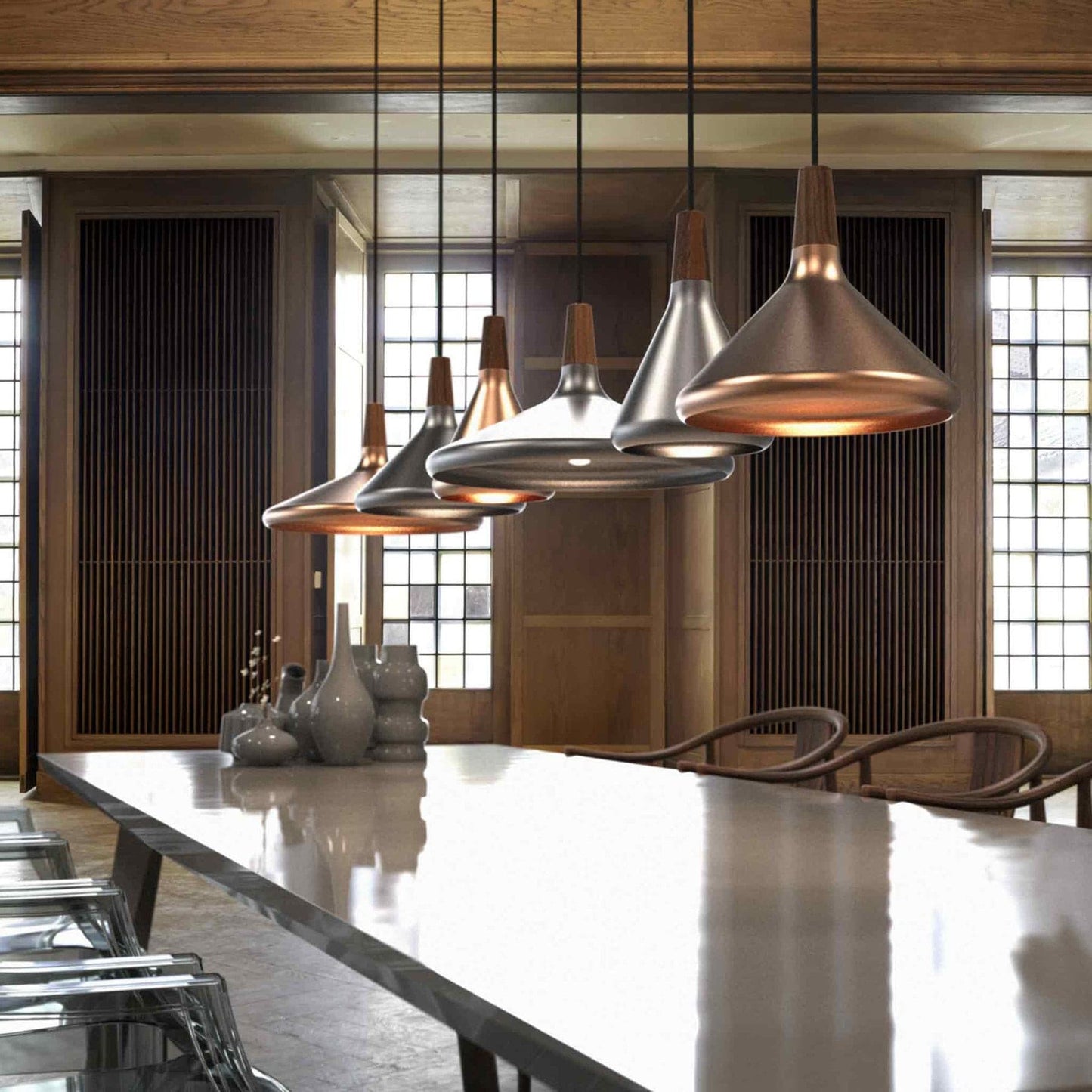 Stylish Metal Wooden Pendant Lamp