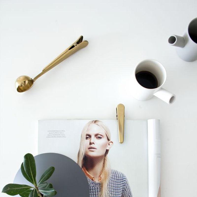 Compact Coffee Scoop and Spoon Clip Set