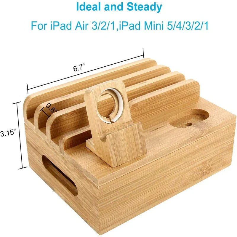 Natural Bamboo USB Hub Charger Organizer