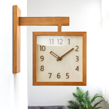 Rustic Wooden Dual Side Wall Clock - Cofik