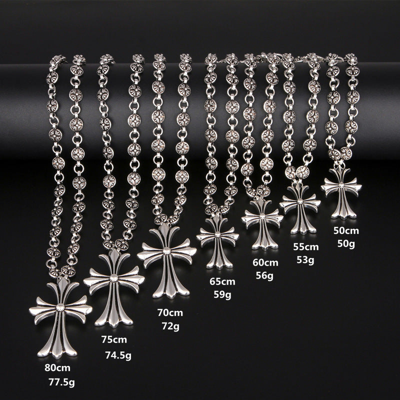 Dark Cross Silver Chain Necklace