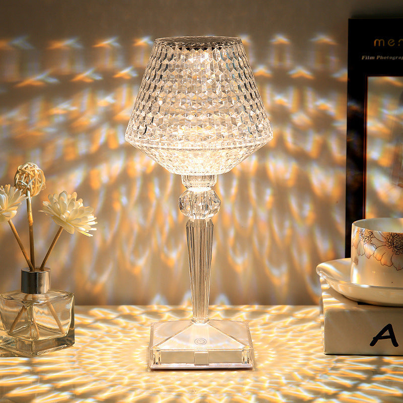 Elegant Glass Desk Lamp with USB Charger