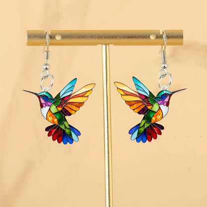 Vibrant Bird Drop Earrings