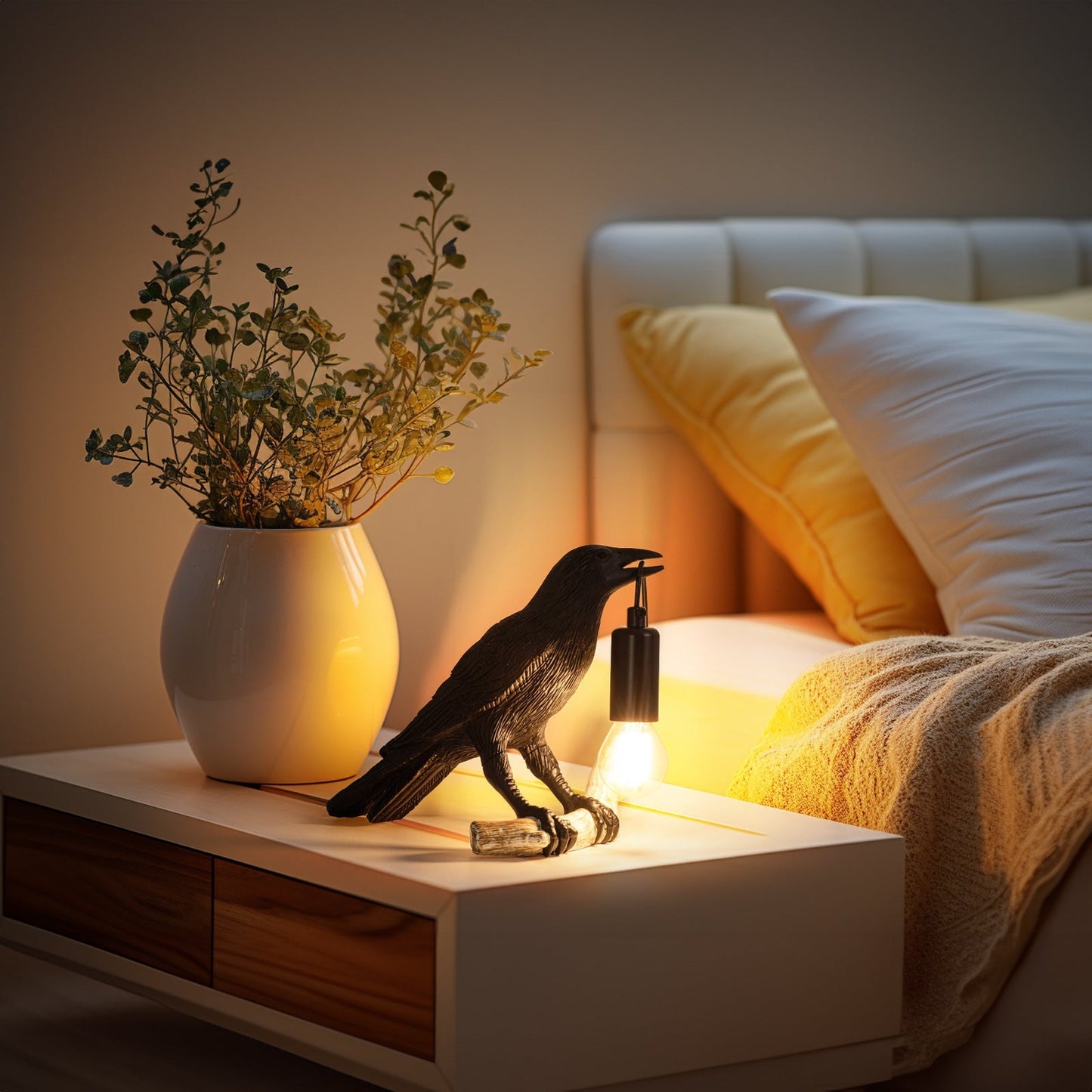 Compact Bird Bedside Table Lamp Nightlight