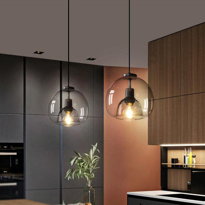 Sleek Glass Pendant Light Adjustable Ceiling Lamp
