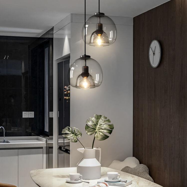 Sleek Glass Pendant Light Adjustable Ceiling Lamp