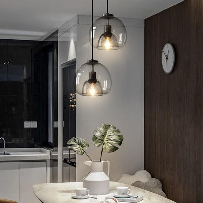 Sleek Glass Pendant Light Adjustable Ceiling Lamp