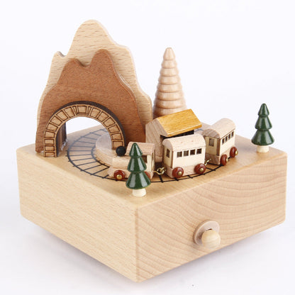 Unique Handcrafted Wood Music Box Turntable