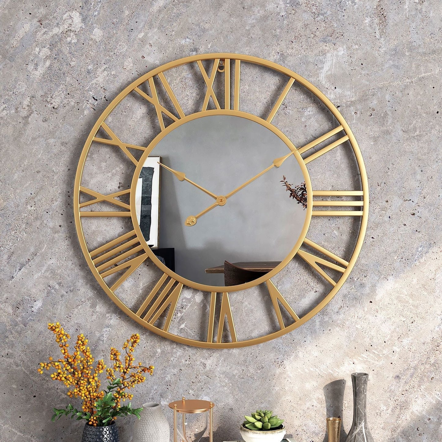 Classic Round Oversized Wall Clock with Mirror 39cm