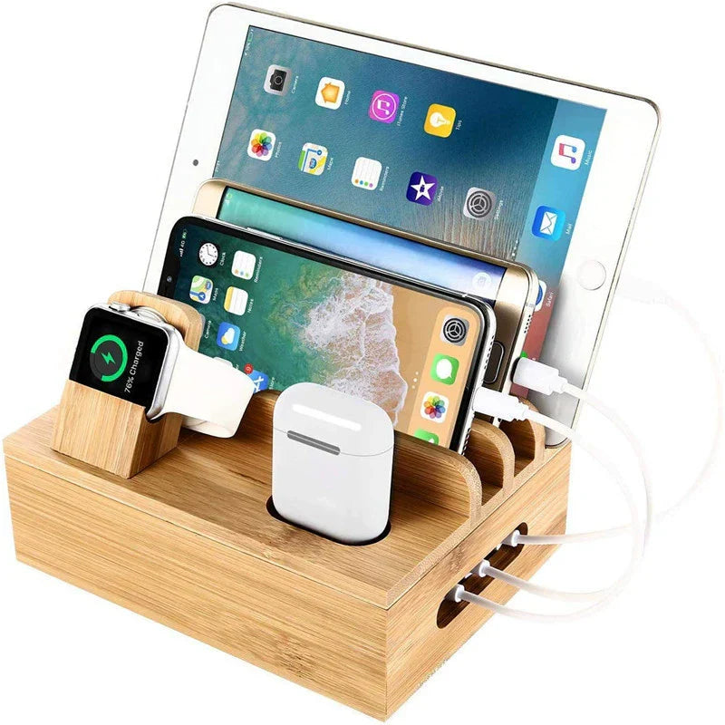 Natural Bamboo USB Hub Charger Organizer - Cofik