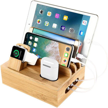 Natural Bamboo USB Hub Charger Organizer - Cofik