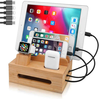 Natural Bamboo USB Hub Charger Organizer