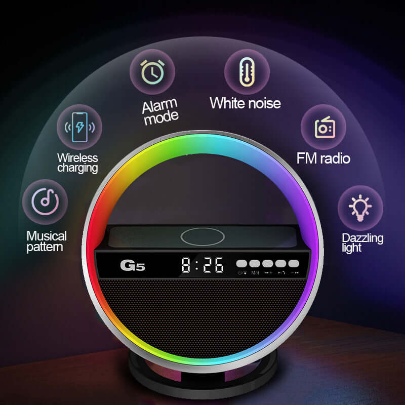 Wireless Charging Bluetooth Speaker with Colorful LED Light
