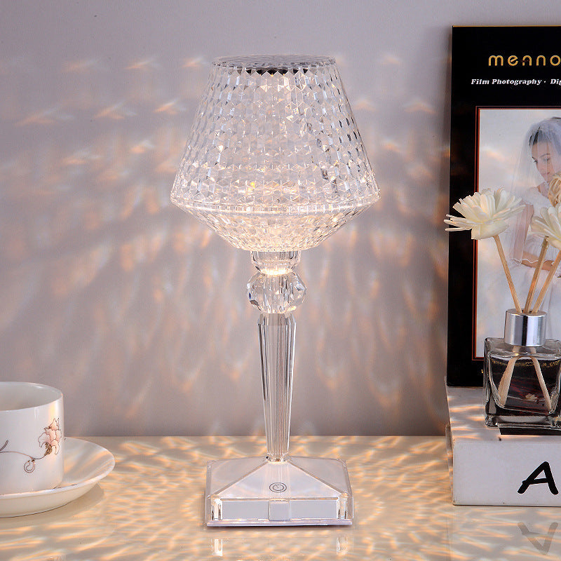 Elegant Glass Desk Lamp with USB Charger