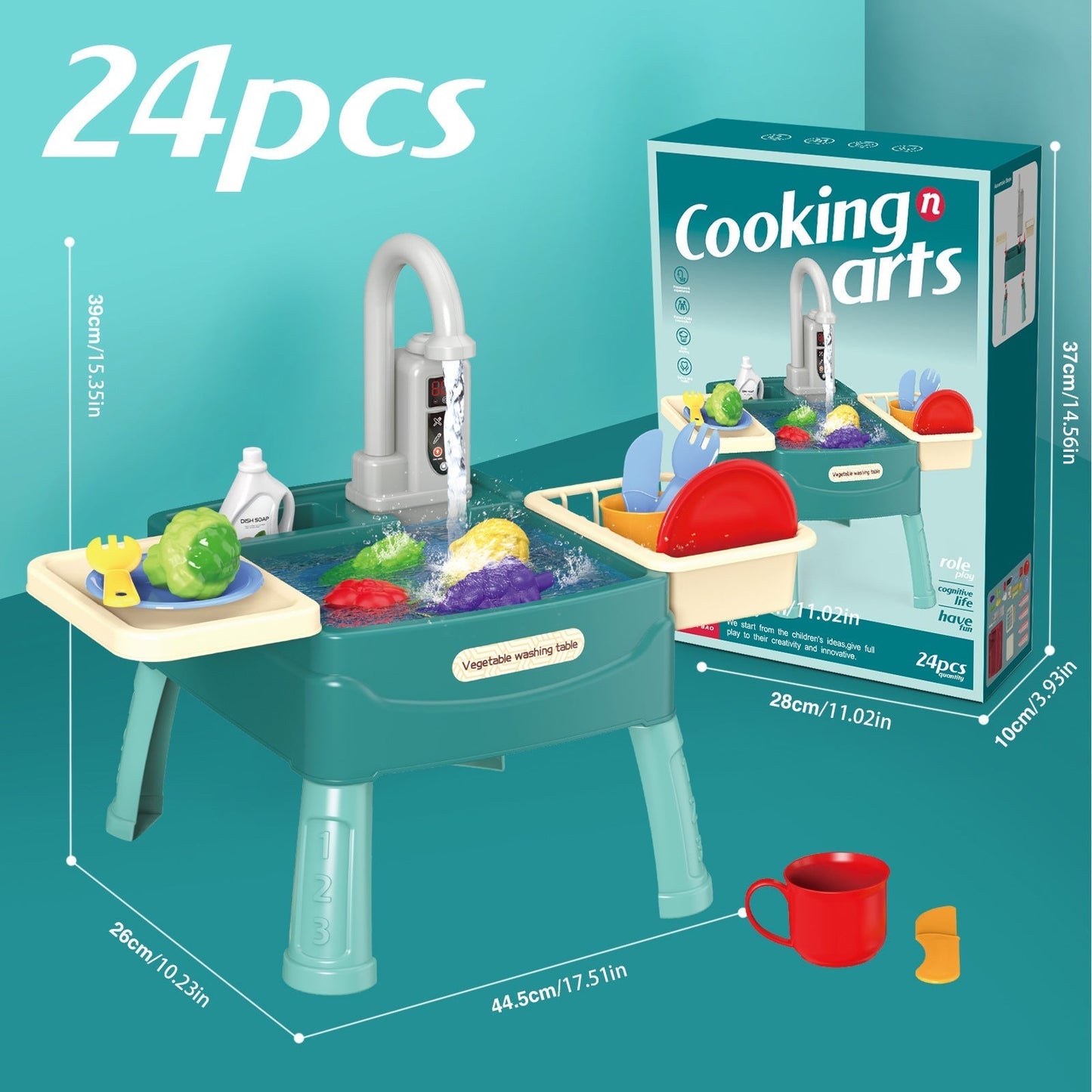 Fun Kids Play Kitchen with Water Play Faucet