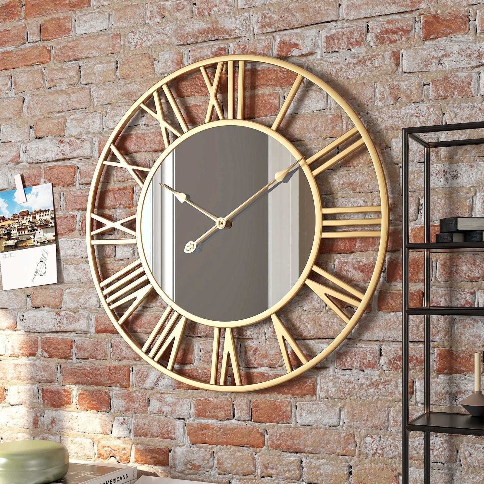 Classic Round Oversized Wall Clock with Mirror 39cm - Cofik