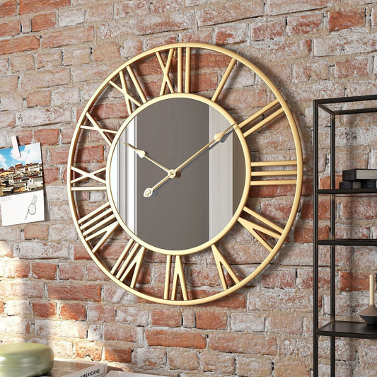 Classic Round Oversized Wall Clock with Mirror 39cm - Cofik