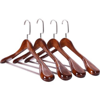 Premium Wooden Closet Hangers with Curved Hook