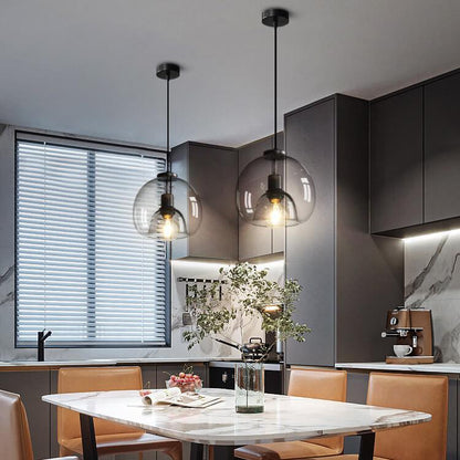 Sleek Glass Pendant Light Adjustable Ceiling Lamp