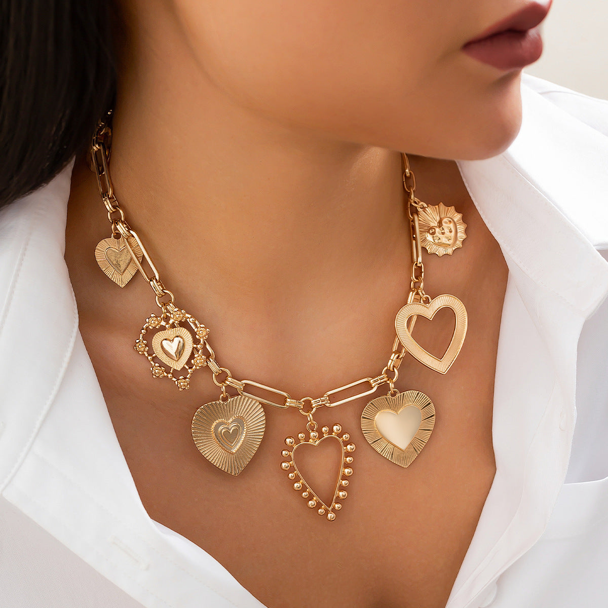 Bold Heart Shape Pendant Necklace