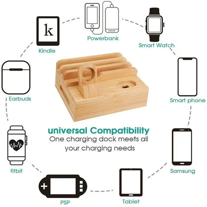Natural Bamboo USB Hub Charger Organizer