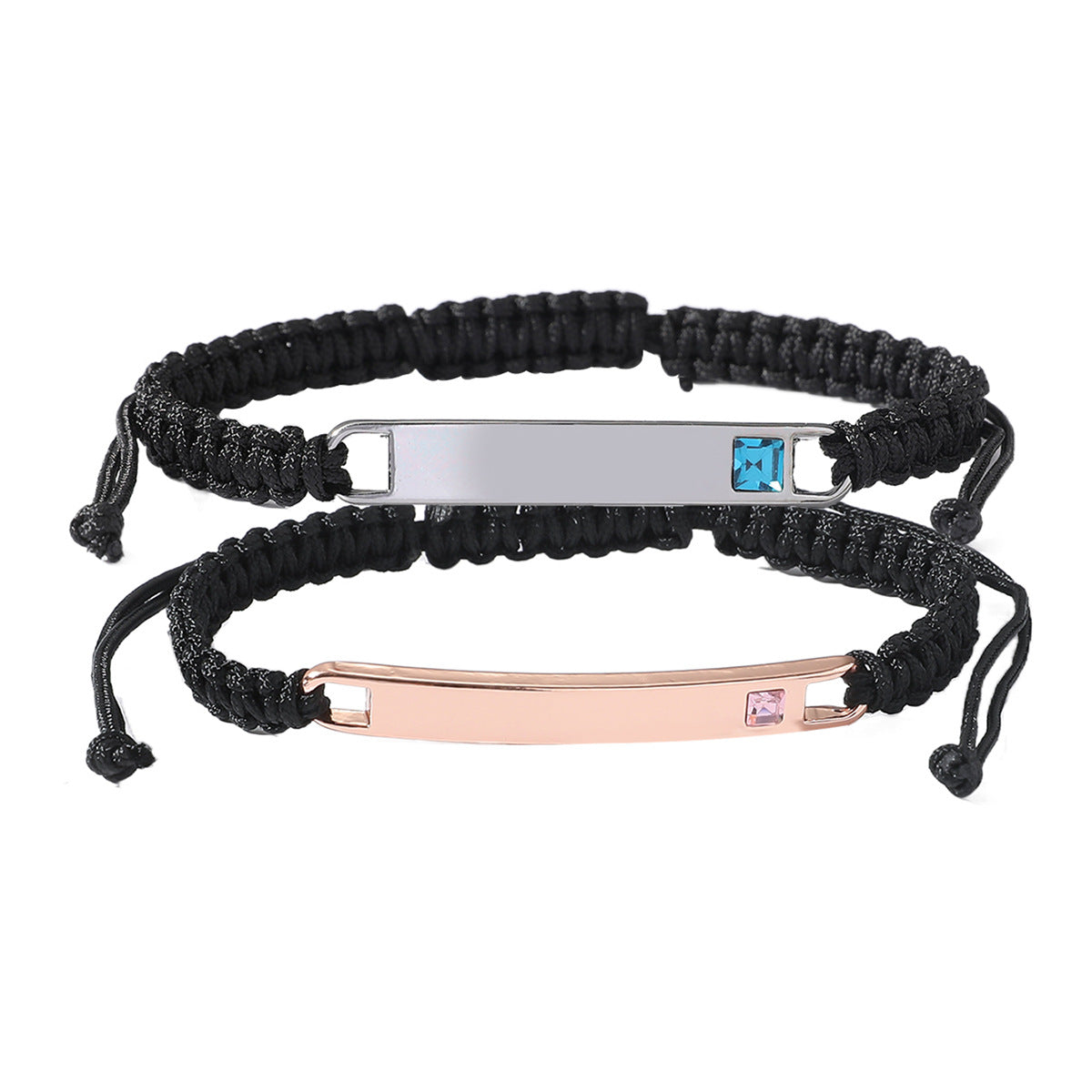 Customizable Couples Heart Magnet Bracelet Set