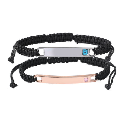 Customizable Couples Heart Magnet Bracelet Set