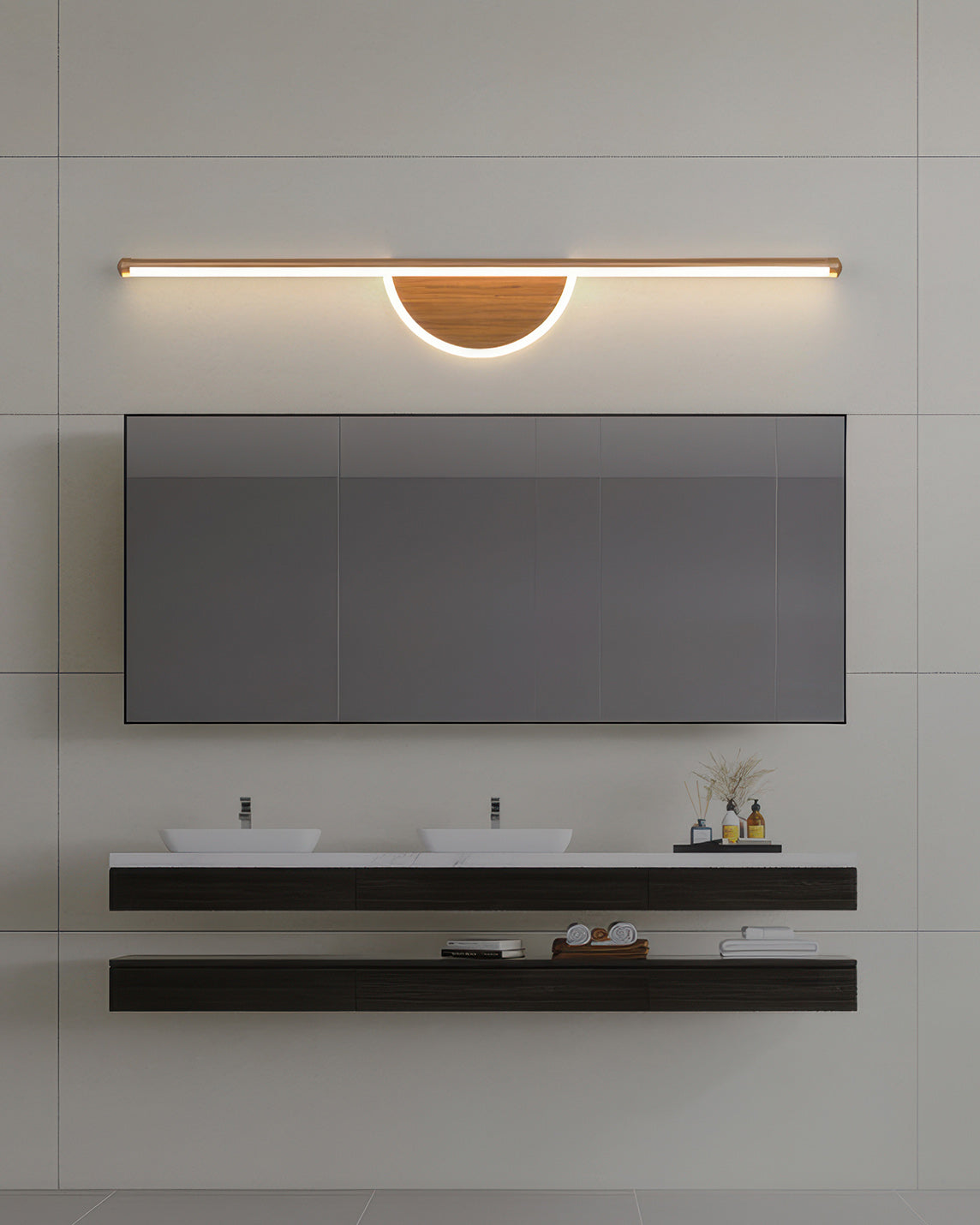 Contemporary Wooden Curved Wall Lamp