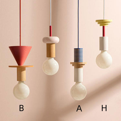 Colorful Wooden Block Pendant Lamp
